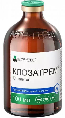 orig (1) Клозатрем противопаразитарный раствор для инъекций для сельскохозяйственных животных, 100 мл. — изображение 1